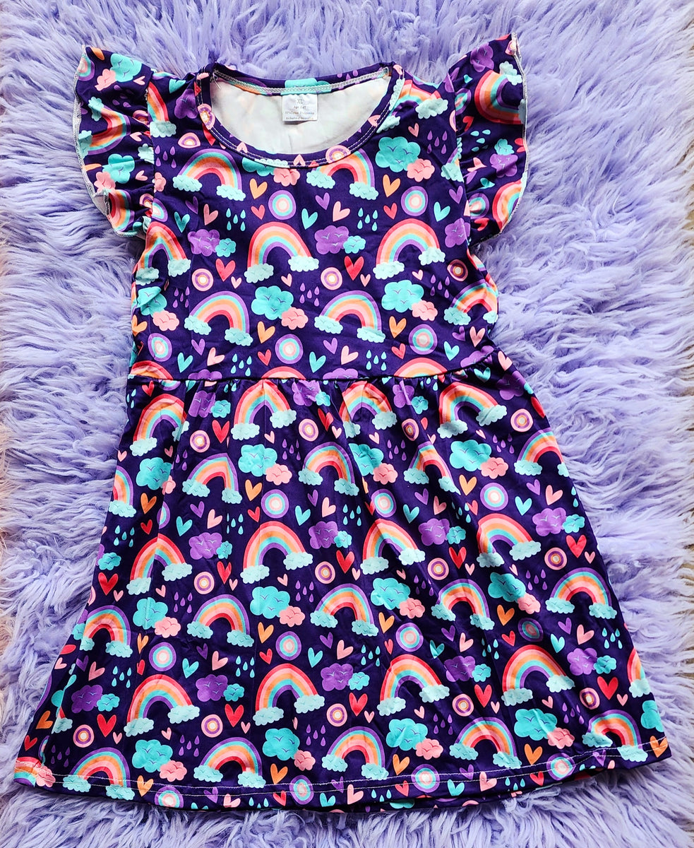 purple rainbow dress Vtg Emma's Rainbow Girls Pageant Dress Size 12 Purple & White Ruffled Waist Ties