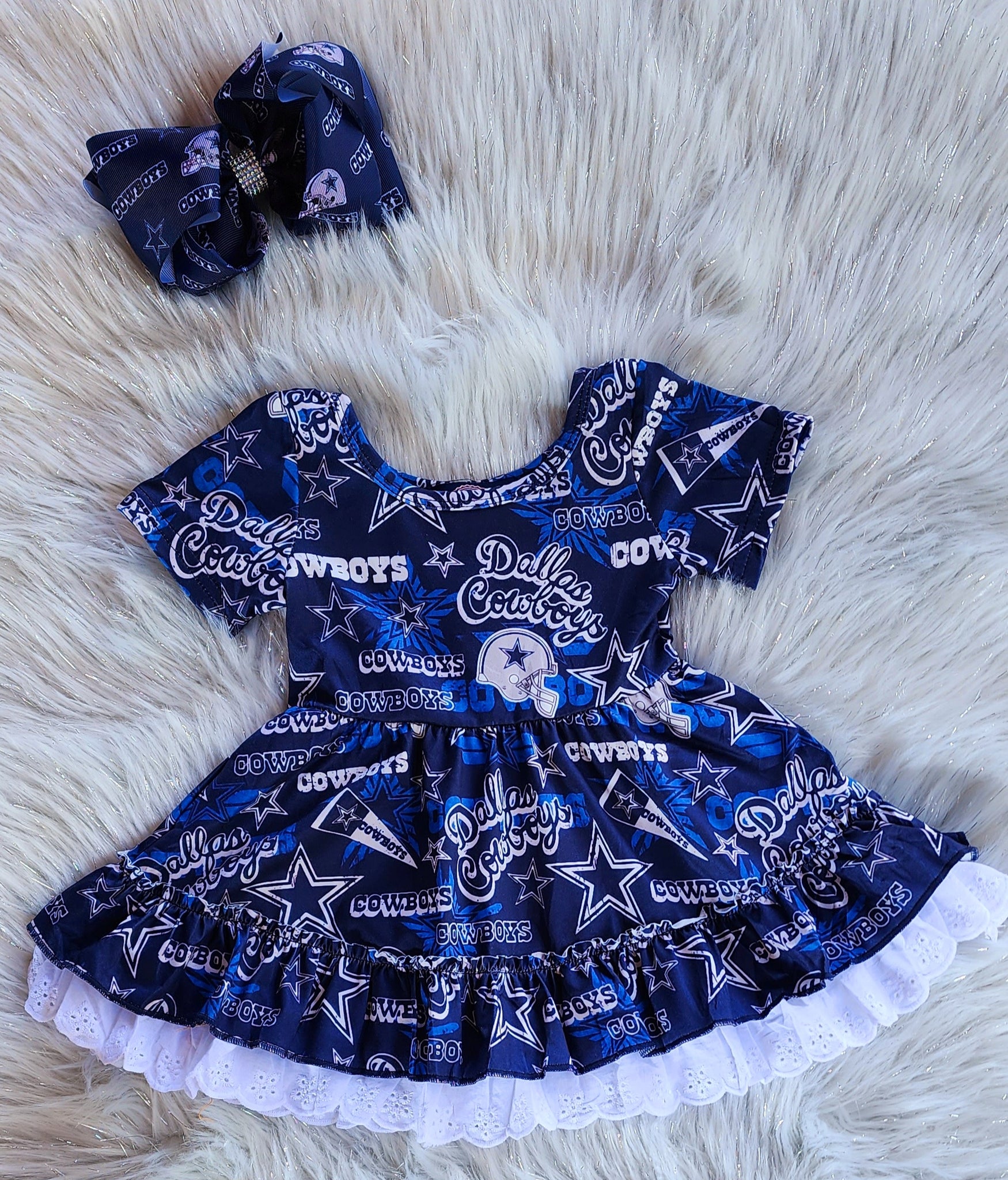 knee length dresses for ladies Dallas Cowboys Dress – Swanky Tots