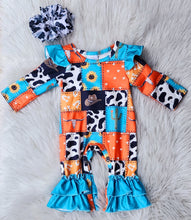 Load image into Gallery viewer, Sunflowers &amp; Cows Romper