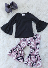 Load image into Gallery viewer, Grey Leopard Bell Bottom Set