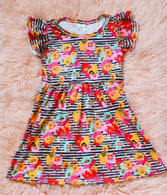 Load image into Gallery viewer, Black Stripe Floral Dress