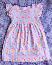 Load image into Gallery viewer, Pastel Bunny Print Girls Dress – Easter Spring Cotton Boutique Dress