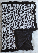 Load image into Gallery viewer, Black Cow Minky Baby Blanket