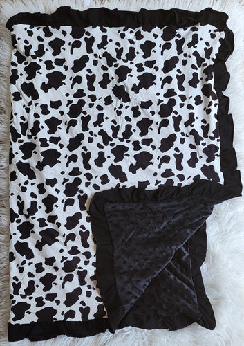 Black Cow Minky Baby Blanket