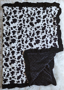 Black Cow Minky Baby Blanket