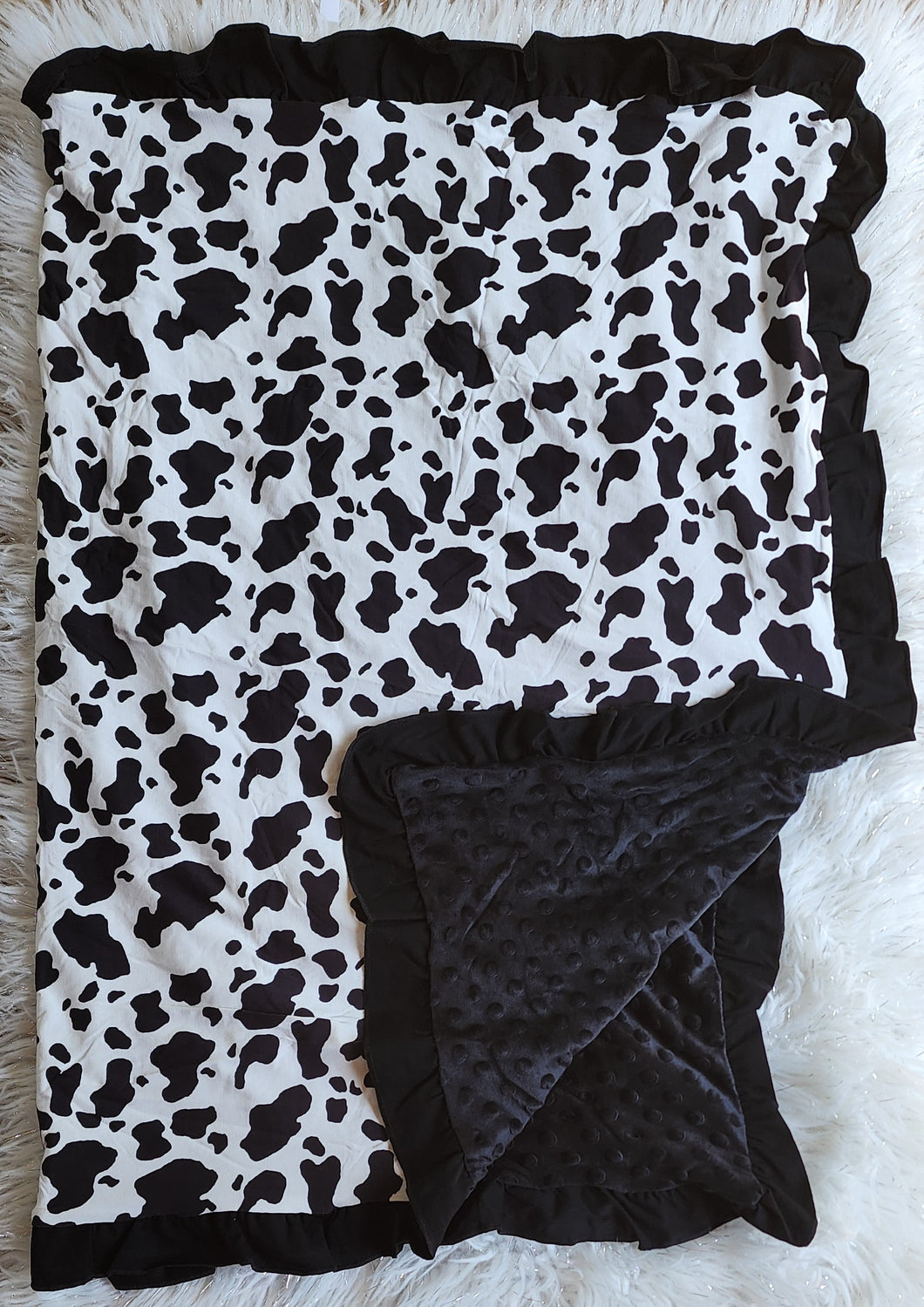 Black Cow Minky Baby Blanket
