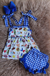 Texas Girl Gingham Shorts Set