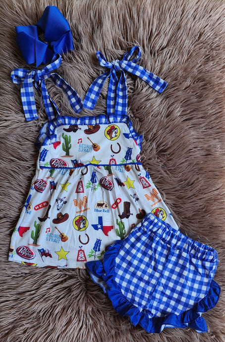 Texas Girl Gingham Shorts Set