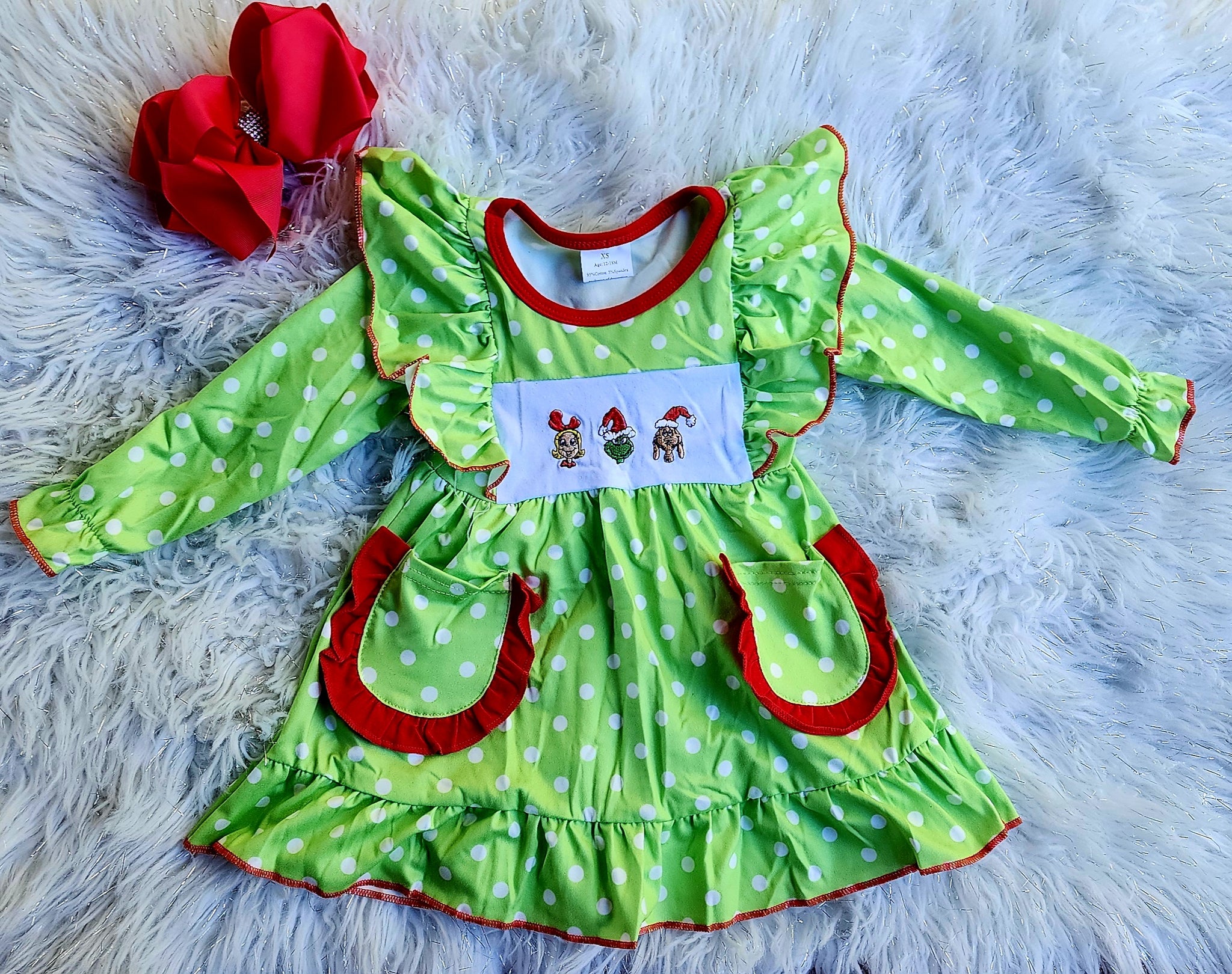 Grinch Polka Dot Dress 7/8 Grinch Polka Dot Dress 7/8