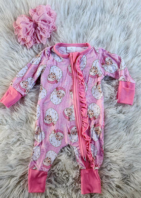 Pink Santa Ruffled Bamboo Sleeper