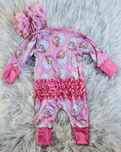 Load image into Gallery viewer, Pink Santa Ruffled Bamboo Sleeper