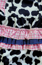 Load image into Gallery viewer, Ruffle Butt Cow Print Bubble Romper