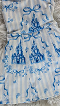 Load image into Gallery viewer, Girls Blue Fairytale Castle Skort Dress | Princess-Inspired Dress with Built-In Shorts