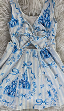 Load image into Gallery viewer, Girls Blue Fairytale Castle Skort Dress | Princess-Inspired Dress with Built-In Shorts