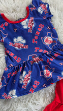 Load image into Gallery viewer, Girls Baseball Ruffle Short Set | Texas Rangers Game Day Boutique Outfit