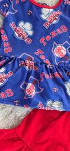 Load image into Gallery viewer, Girls Baseball Ruffle Short Set | Texas Rangers Game Day Boutique Outfit