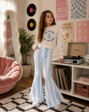 Load image into Gallery viewer, Blue Striped Bell Bottom Jeans