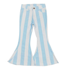 Load image into Gallery viewer, Blue Striped Bell Bottom Jeans