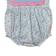 Load image into Gallery viewer, Blue Bunny Floral Bubble Romper