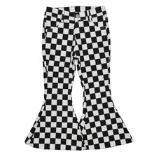 Load image into Gallery viewer, Black Checkered Flare Jeans