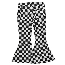 Load image into Gallery viewer, Black Checkered Flare Jeans