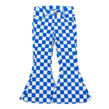 Load image into Gallery viewer, Blue Checkered Flare Jeans