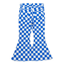 Load image into Gallery viewer, Blue Checkered Flare Jeans
