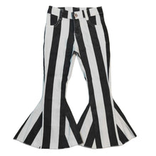 Load image into Gallery viewer, Black Stripes Flare Jeans