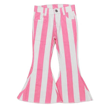 Load image into Gallery viewer, Pink Stripes Bell Bottom Flare Jeans