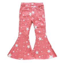 Load image into Gallery viewer, Pink Star Bell Bottom Jeans
