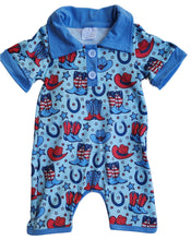Load image into Gallery viewer, Patriotic Cowboy Baby Romper