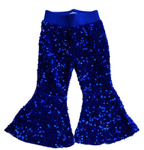 Load image into Gallery viewer, Blue Sequin Bell Bottoms