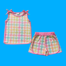 Load image into Gallery viewer, Pastel Gingham Plaid Shorts Set