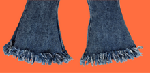 Load image into Gallery viewer, Dark Rinse Fringe Denim Flares