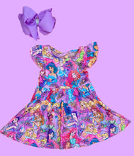 Load image into Gallery viewer, Girls Fairytale Princess Twirl Dress – Magical Flutter Sleeve Boutique Dress