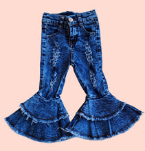 Load image into Gallery viewer, Light Wash Denim Double Bell Bottom Jeans