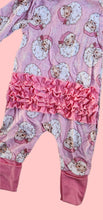 Load image into Gallery viewer, Pink Santa Ruffled Bamboo Sleeper