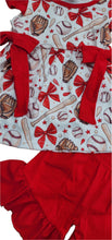 Load image into Gallery viewer, Red Baseball Bow Ruffle Shorts Outfit Set for Baby &amp; Toddler Girls