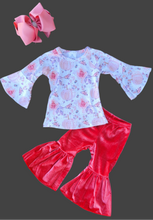 Load image into Gallery viewer, Velvet Pumpkin Bell Bottom Set
