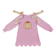 Load image into Gallery viewer, Embroidered Pink Pumpkin Scalloped Dress