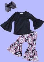Load image into Gallery viewer, Grey Leopard Bell Bottom Set
