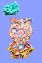 Load image into Gallery viewer, Groovy Rainbow Pom Pom Onesie