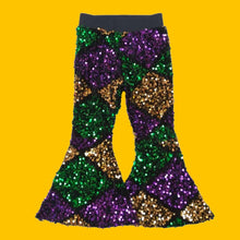 Load image into Gallery viewer, Mardi Gras Sequin Bell Bottoms