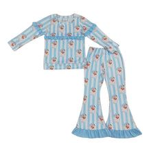 Load image into Gallery viewer, Blue Stripes Santa Claus Bell Bottom Set