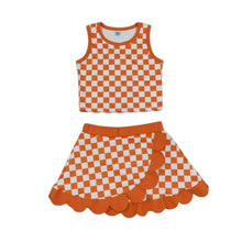 Load image into Gallery viewer, Orange Checkered Skort Set