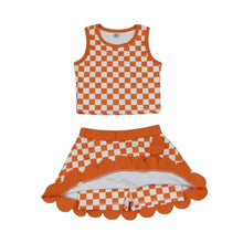 Load image into Gallery viewer, Orange Checkered Skort Set