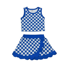 Load image into Gallery viewer, Blue Checkered Skort Set