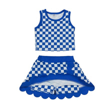Load image into Gallery viewer, Blue Checkered Skort Set