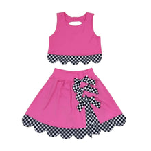 Load image into Gallery viewer, Pink &amp; Black Checkered Skirt Set