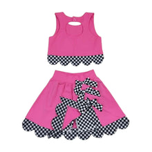 Load image into Gallery viewer, Pink &amp; Black Checkered Skirt Set